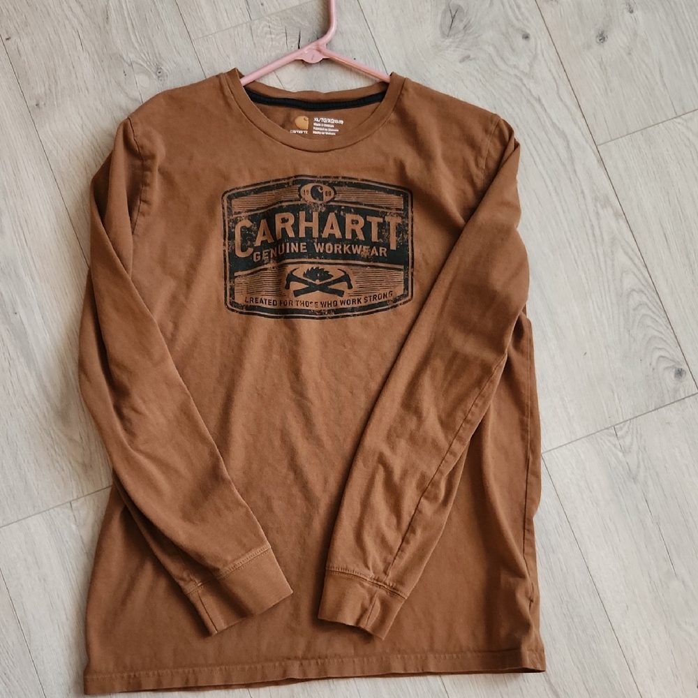 Carhartt Brown Long Sleeve Tee with Logo